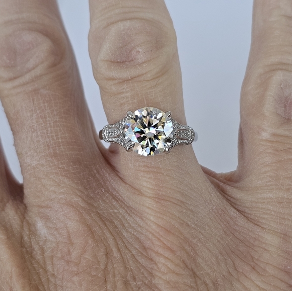 Certified GRA 3 Carat Moissanite Ring in 18k over Sterling Silver Sz 7! New! - Picture 7 of 11
